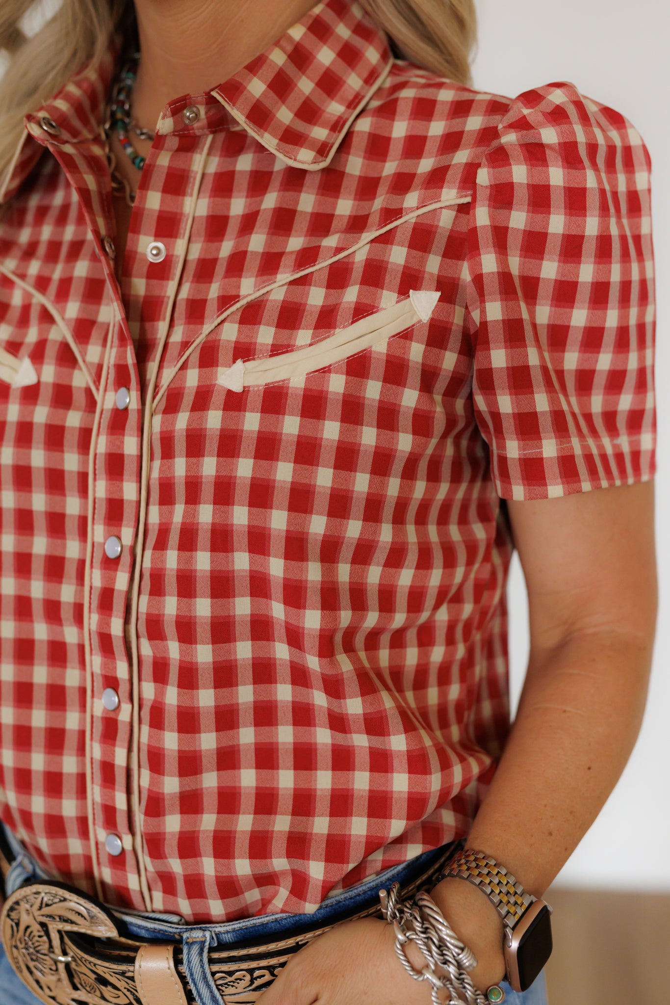 Pearl Snap, Red Gingham SS HH2707