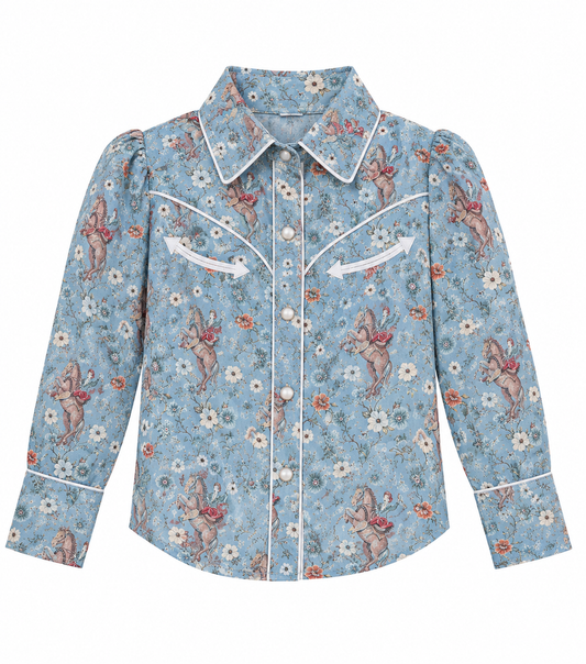Performance Shirt, Blue Floral Cowgirl LS WB2710T (PACK OF 8)