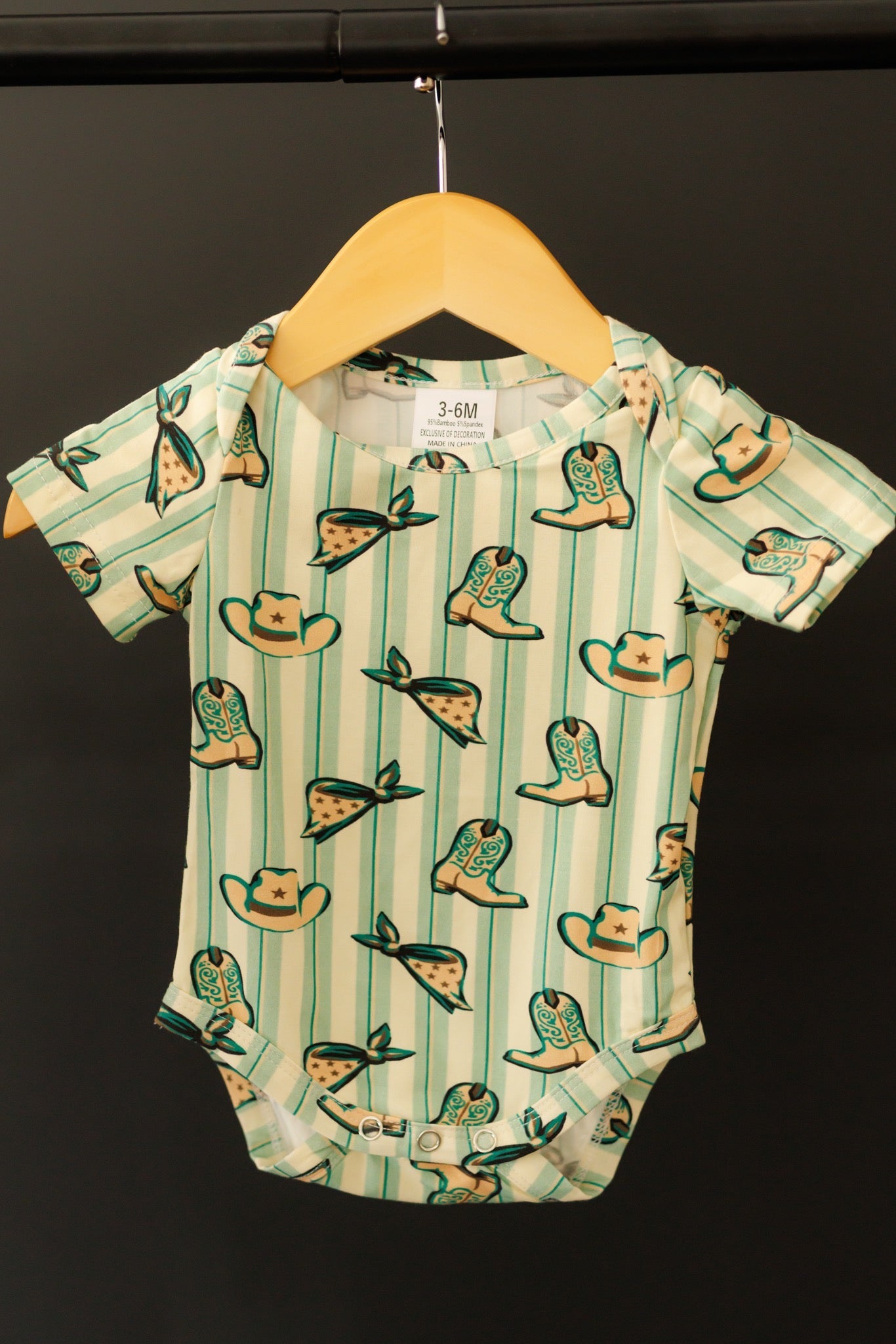 Onesie, Turquoise Stripe Western Bamboo WB104IF (PACK OF 7)