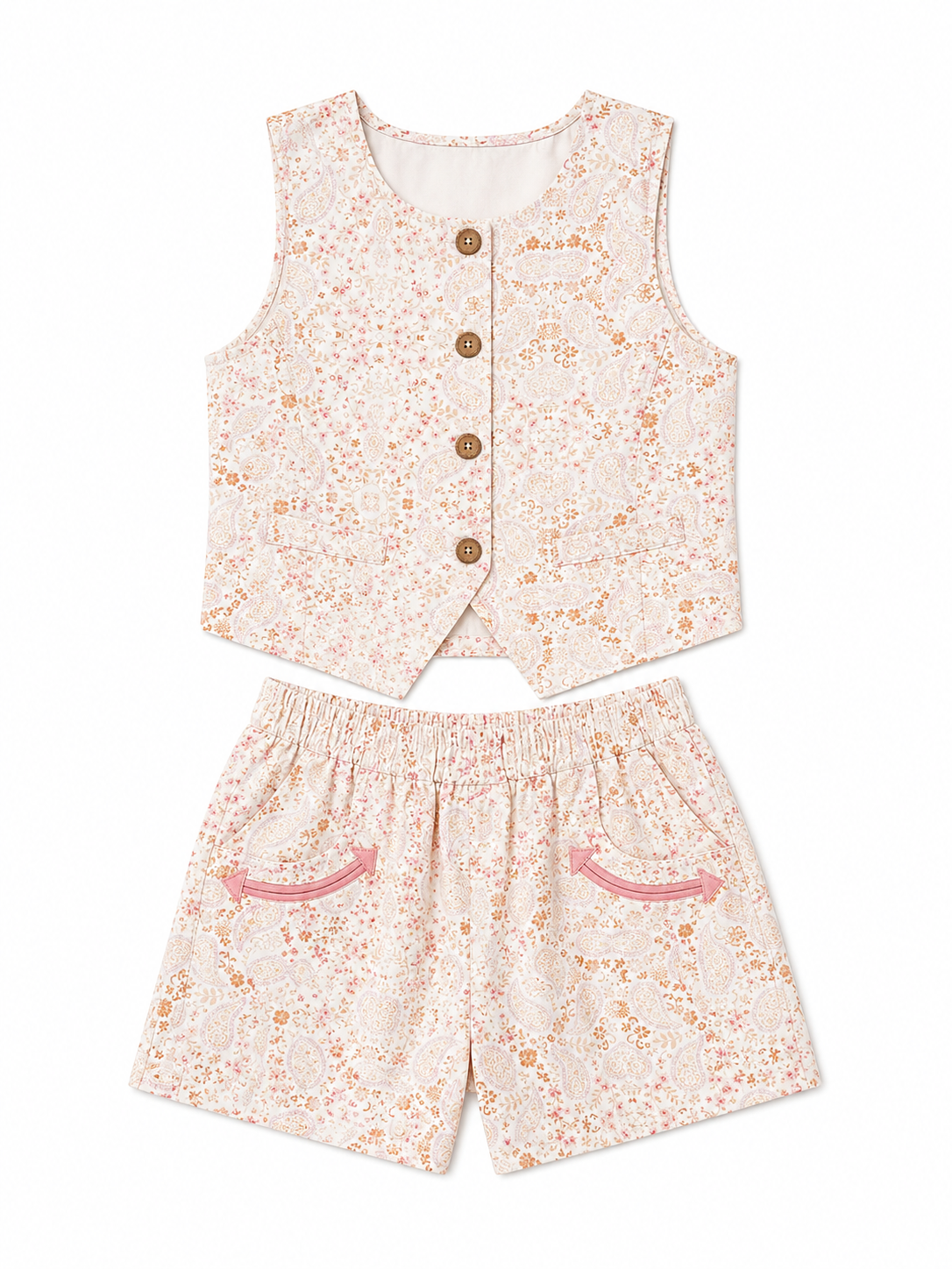 Set, Paisley Vest Short Set WB112T (PACK OF 8)