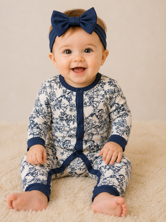 NAVY FLORAL HORSE WB111IF (PACK OF 7)