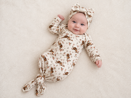 Knotted Gown, Pink Floral Cowboy Bamboo Knotted Gown WB105IF (PACK OF 3)