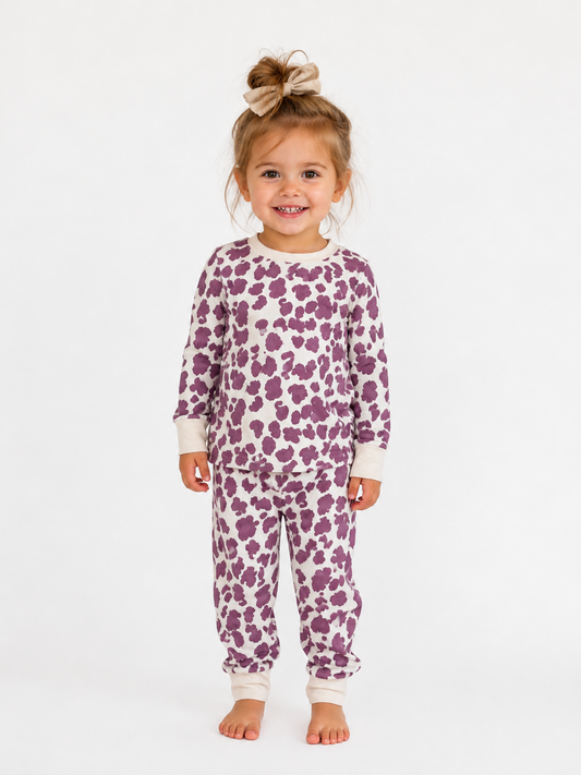 2 piece LS Pajamas Purple Leopard WB2303T (PACK OF 8)
