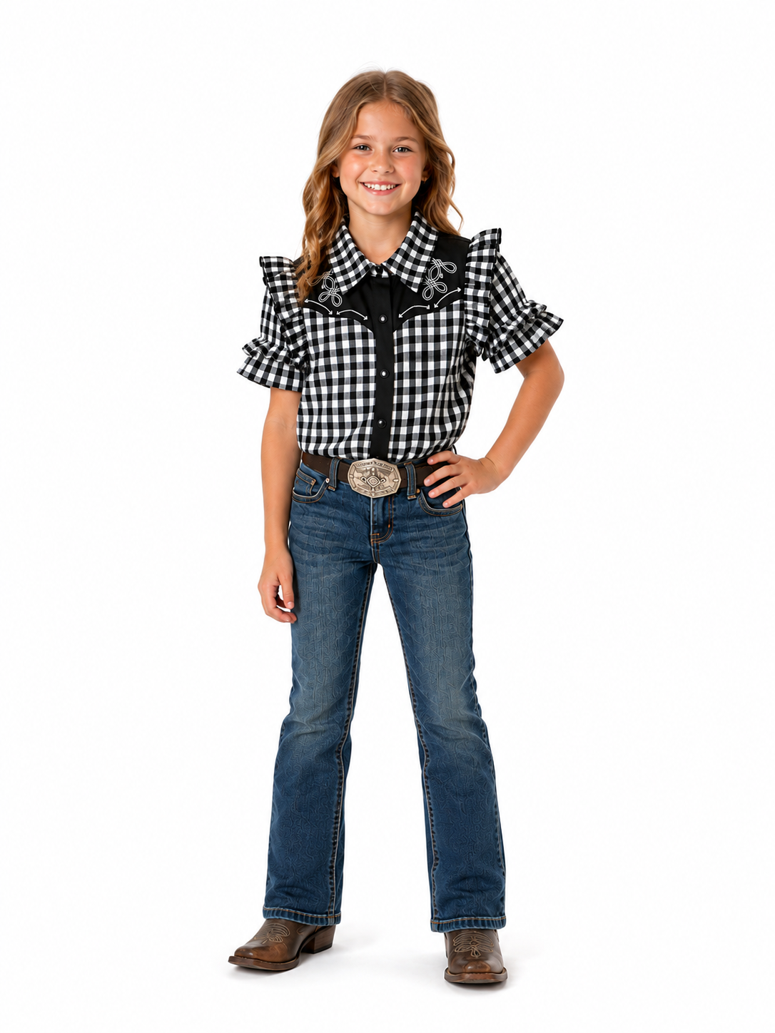 Pearl Snap, Black Gingham WB2735Y (PACK OF 7)
