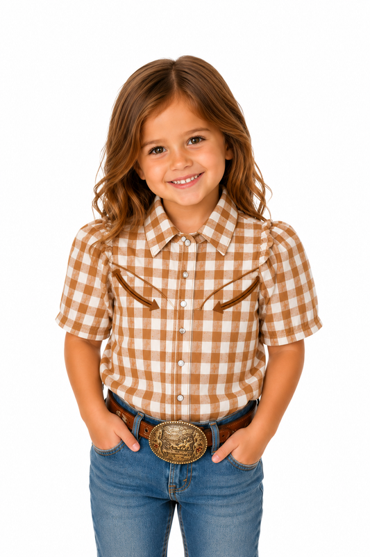 Pearl Snap, Brown Gingham SS WB2735T (PACK OF 8)