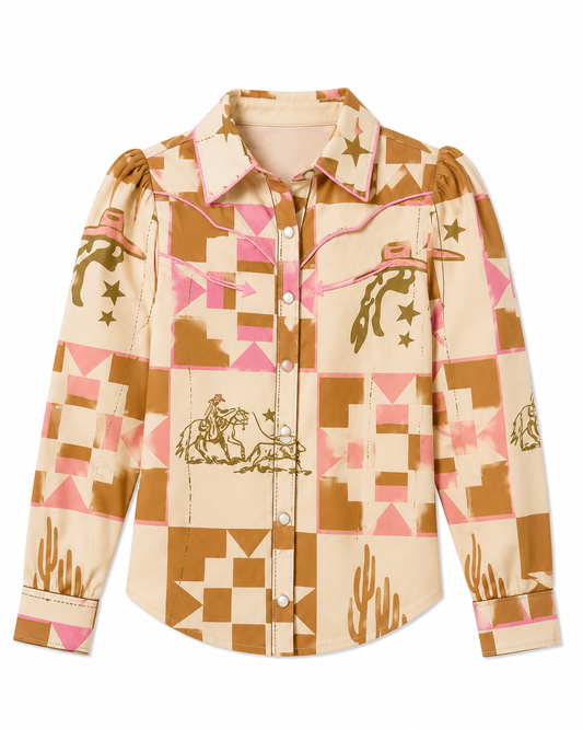 Performance Shirt, Cowgirl Patchwork Quilt LS WB2710T (PACK OF 8)