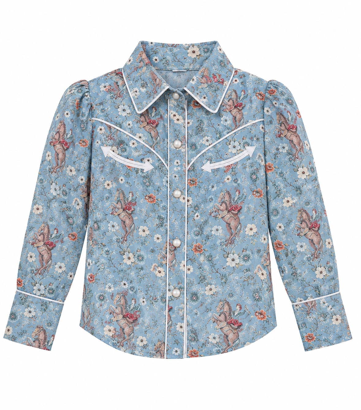 Performance Shirt, Blue Floral Cowgirl LS WB2710T (PACK OF 8)