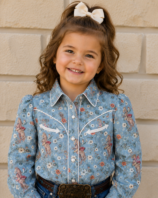 Performance Shirt, Blue Floral Cowgirl LS WB2710T (PACK OF 8)