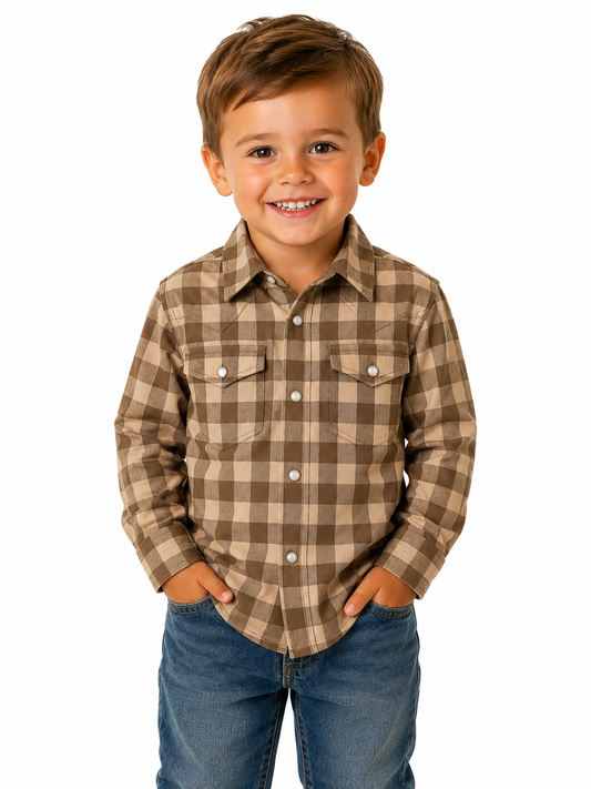 Brown Gingham Performance BOYS WB34T (PACK OF 8)