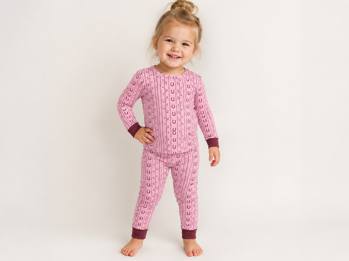 2 piece LS PJ Pink Horseshoe WB2303T (PACK OF 8)