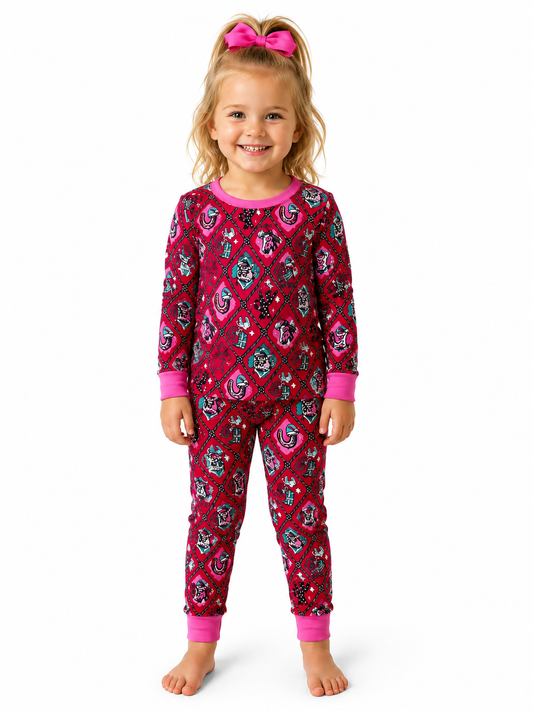 2 piece LS PJ Red Pink WEstern Wonderland WB2303T (PACK OF 8)