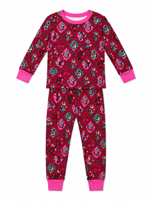 2 piece LS PJ Red Pink WEstern Wonderland WB2303T (PACK OF 8)