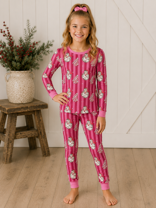 2 piece LS PJ Christmas Cake Stripe WB2303Y (PACK OF 8)