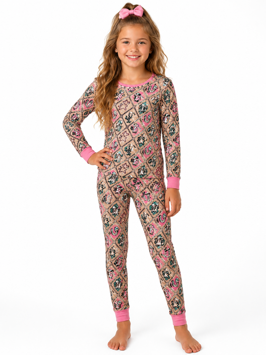 2 piece LS PJ Pink Western Wonderland WB2303Y (PACK OF 7)