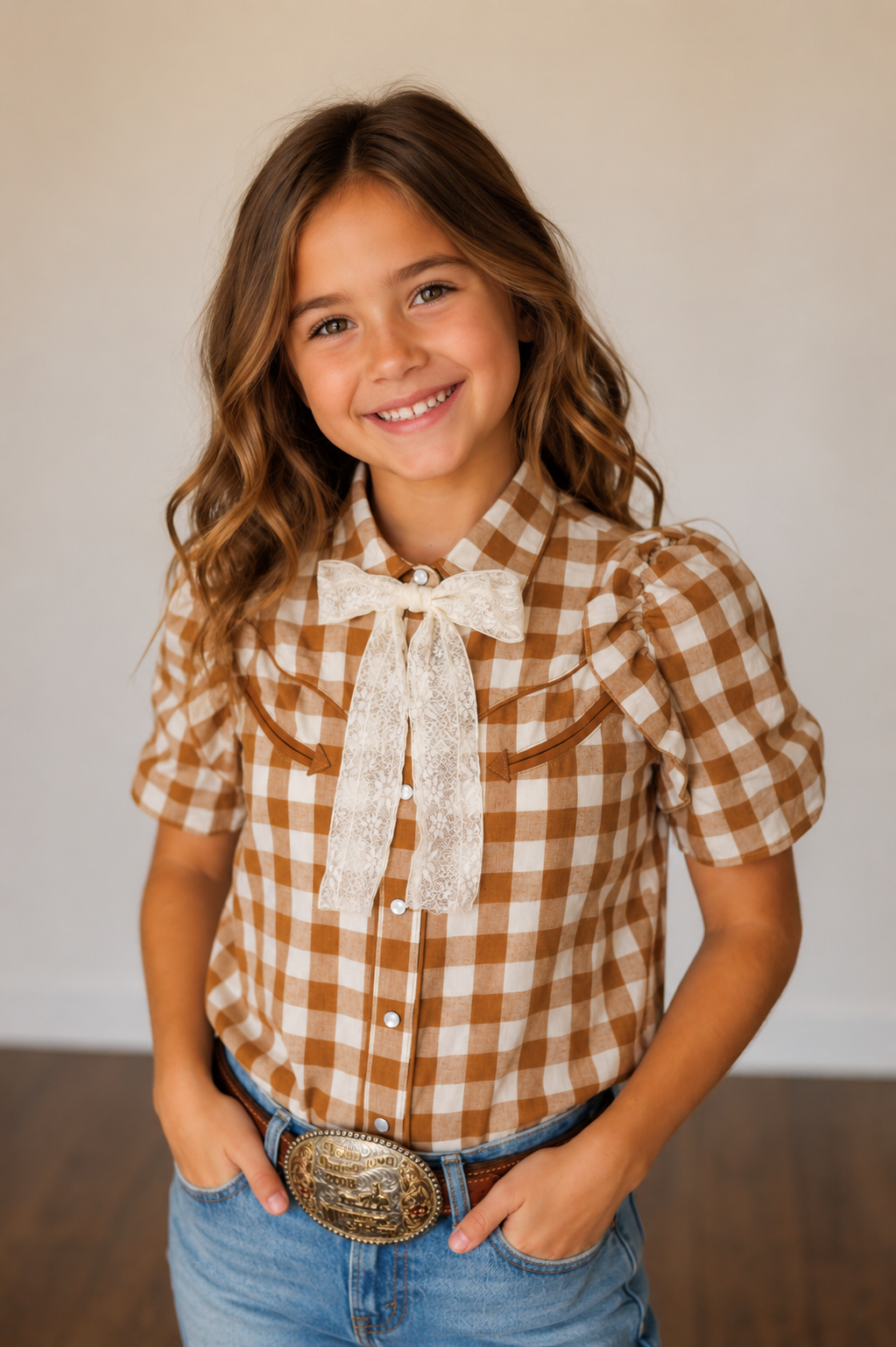 Pearl Snap, Brown Gingham WB2735Y (PACK OF 7)