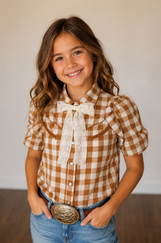 Pearl Snap, Brown Gingham WB2735Y (PACK OF 7)