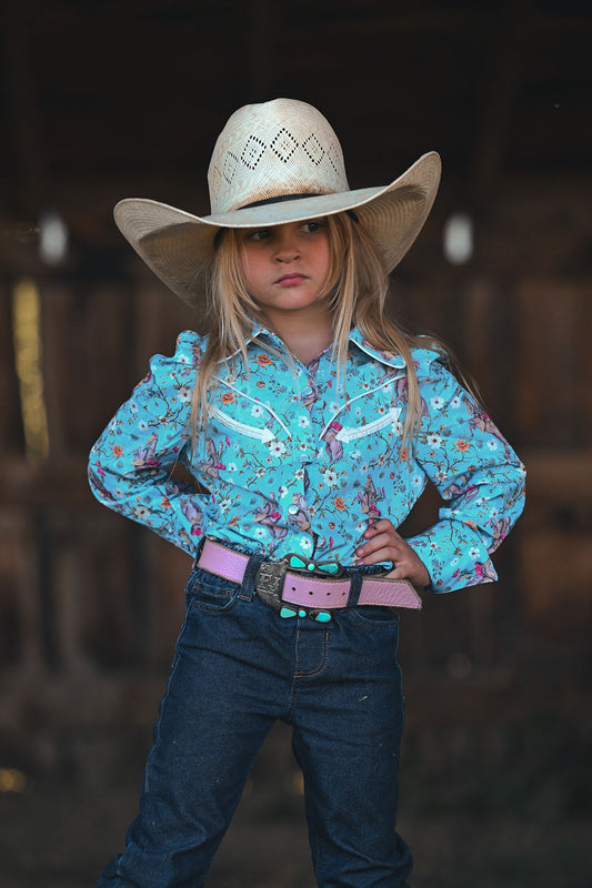 Performance Shirt, Blue Floral Cowgirl LS WB2710T (PACK OF 8)