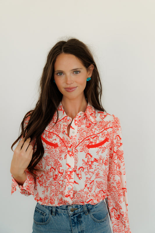 Red Floral ADULT LS WB2710 (PACK OF 7)