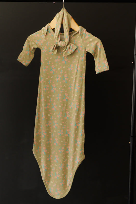 Knotted Gown, Sage Rose West Bamboo Knotted Gown WB105IF (PACK OF 3)