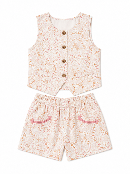 Set, Paisley Vest Short Set WB112T (PACK OF 8)