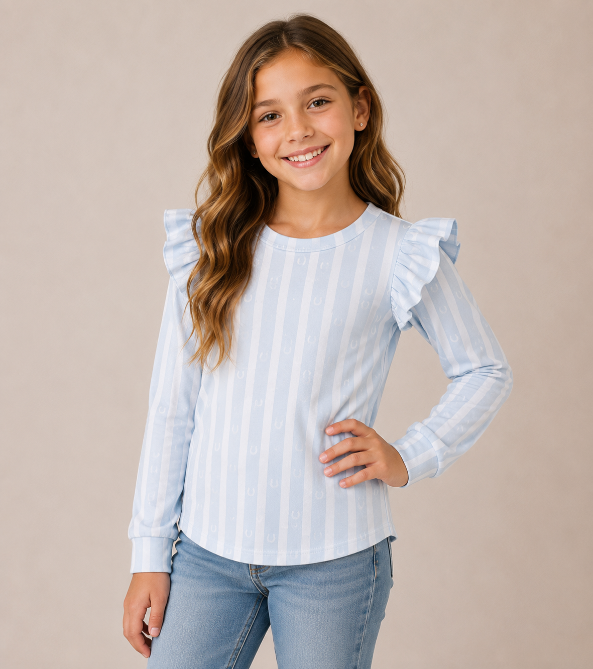WB36Y-BLUE STRIPE HORSESHOE-(PACK OF 7)